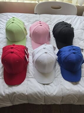 Bundle Assorted Solid Color Baseball Caps - Red, White, Blue, Black, Pink, Lime